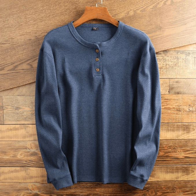 Men's Waffle Knit Long Sleeve Henley Shirt | Hayes