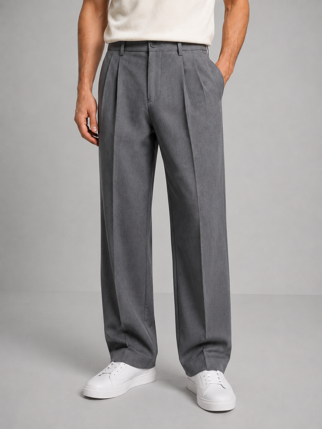 Henrik - Men's Pleated Waistband Straight-Leg Trousers