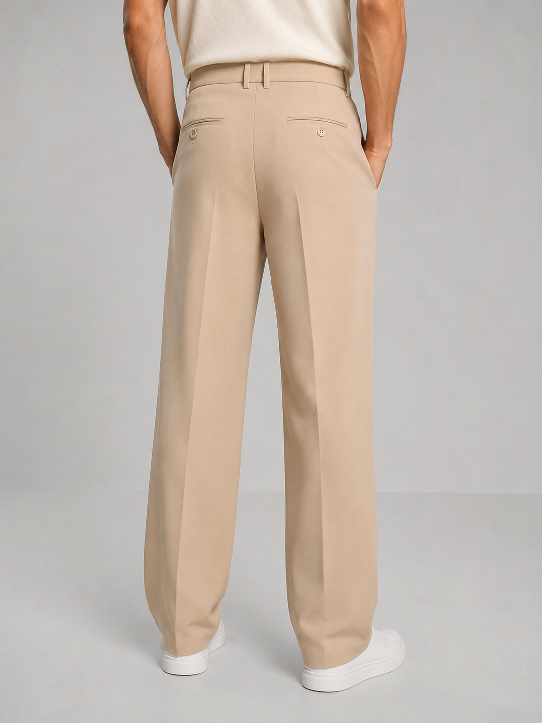 Henrik - Men's Pleated Waistband Straight-Leg Trousers