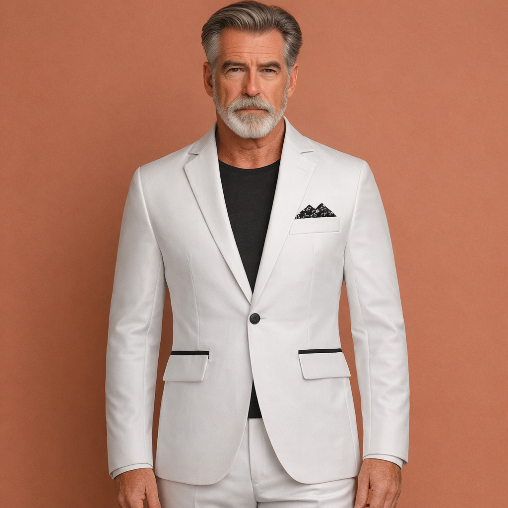 Men's Casual Blazer with Notch Lapel and Flap Pockets