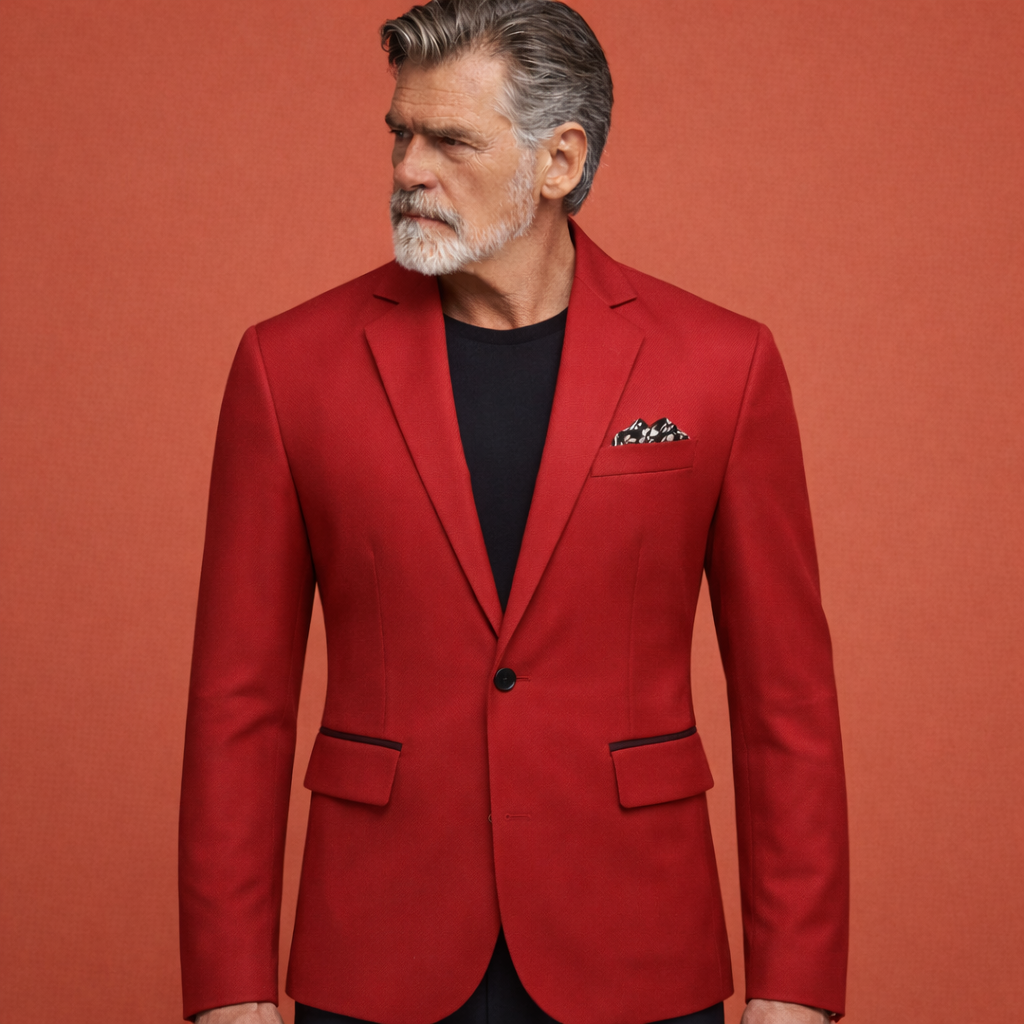 Men's Casual Blazer with Notch Lapel and Flap Pockets