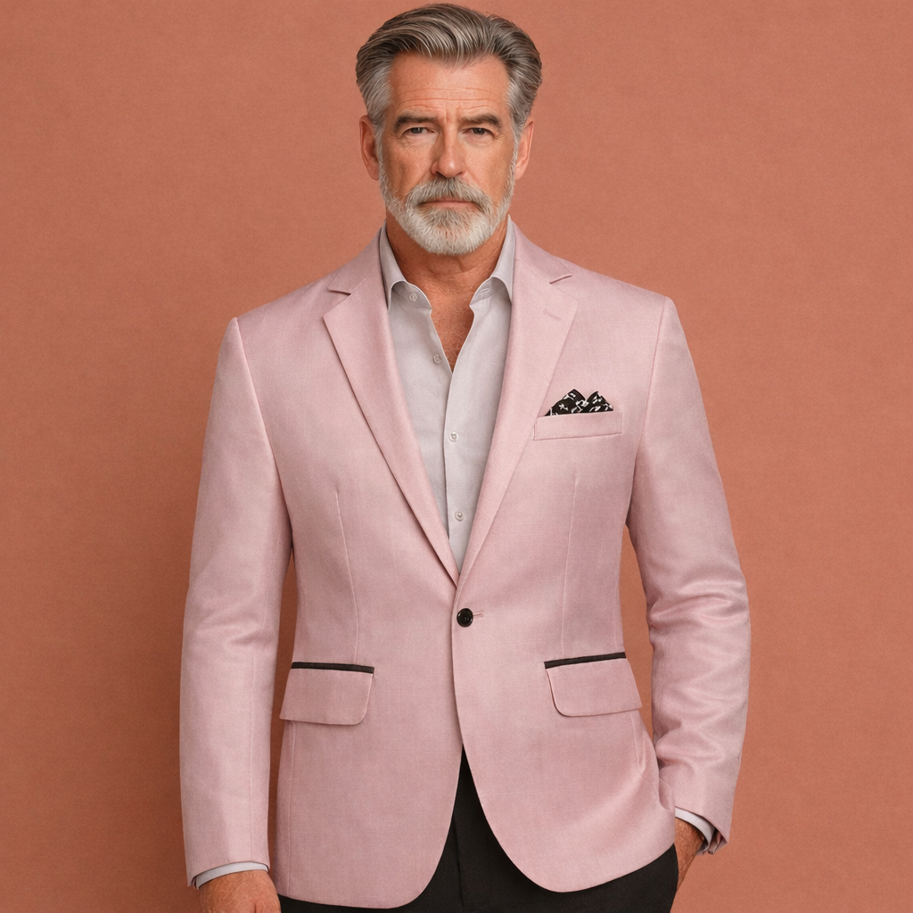 Men's Casual Blazer with Notch Lapel and Flap Pockets