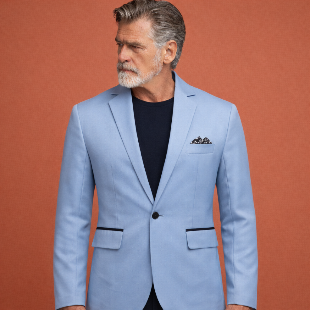 Men's Casual Blazer with Notch Lapel and Flap Pockets