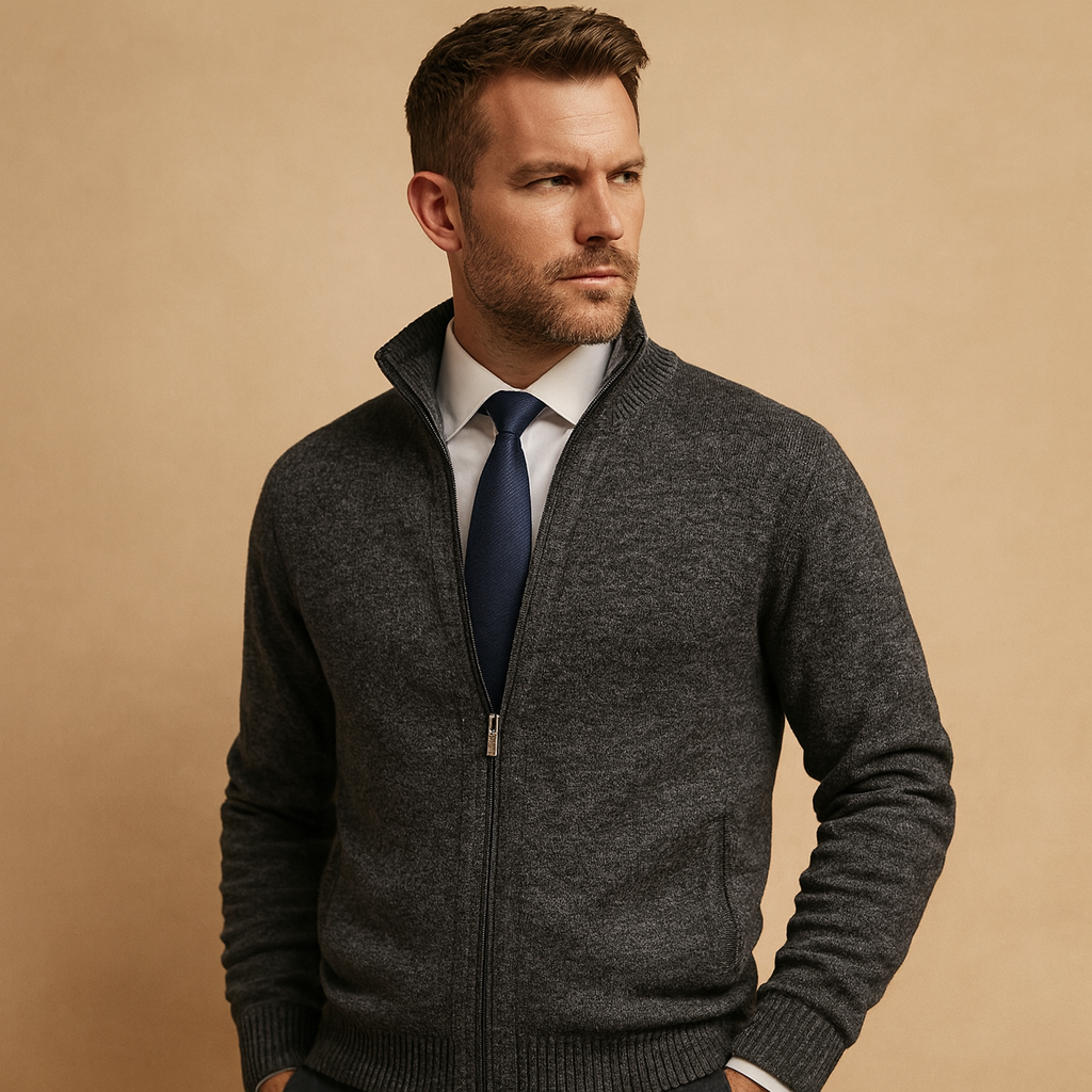 Men's Classic Zip-Up Knit Cardigan | Colin