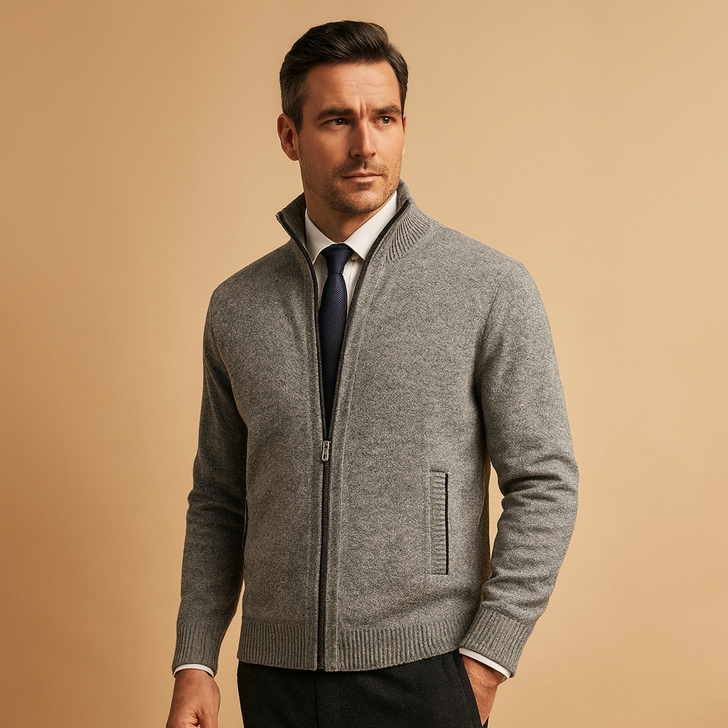 Men's Classic Zip-Up Knit Cardigan | Colin
