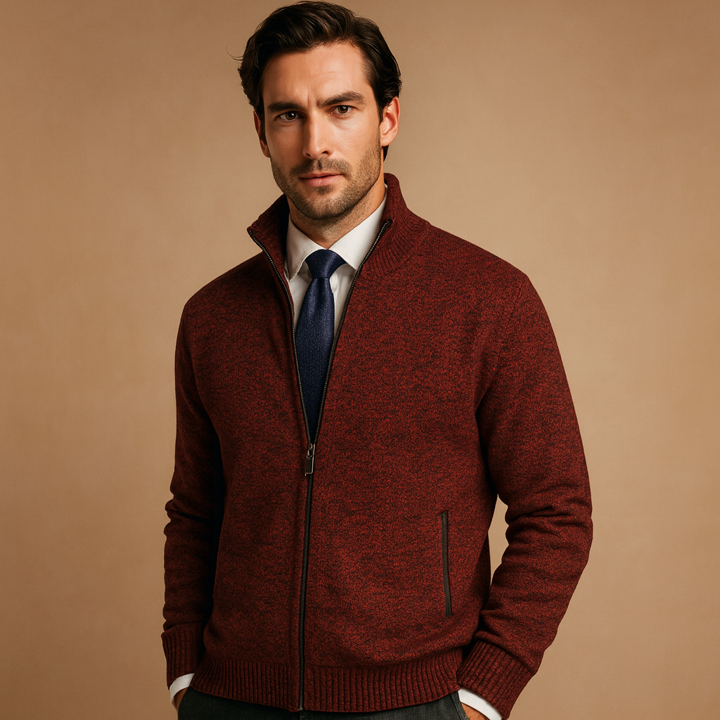 Men's Classic Zip-Up Knit Cardigan | Colin