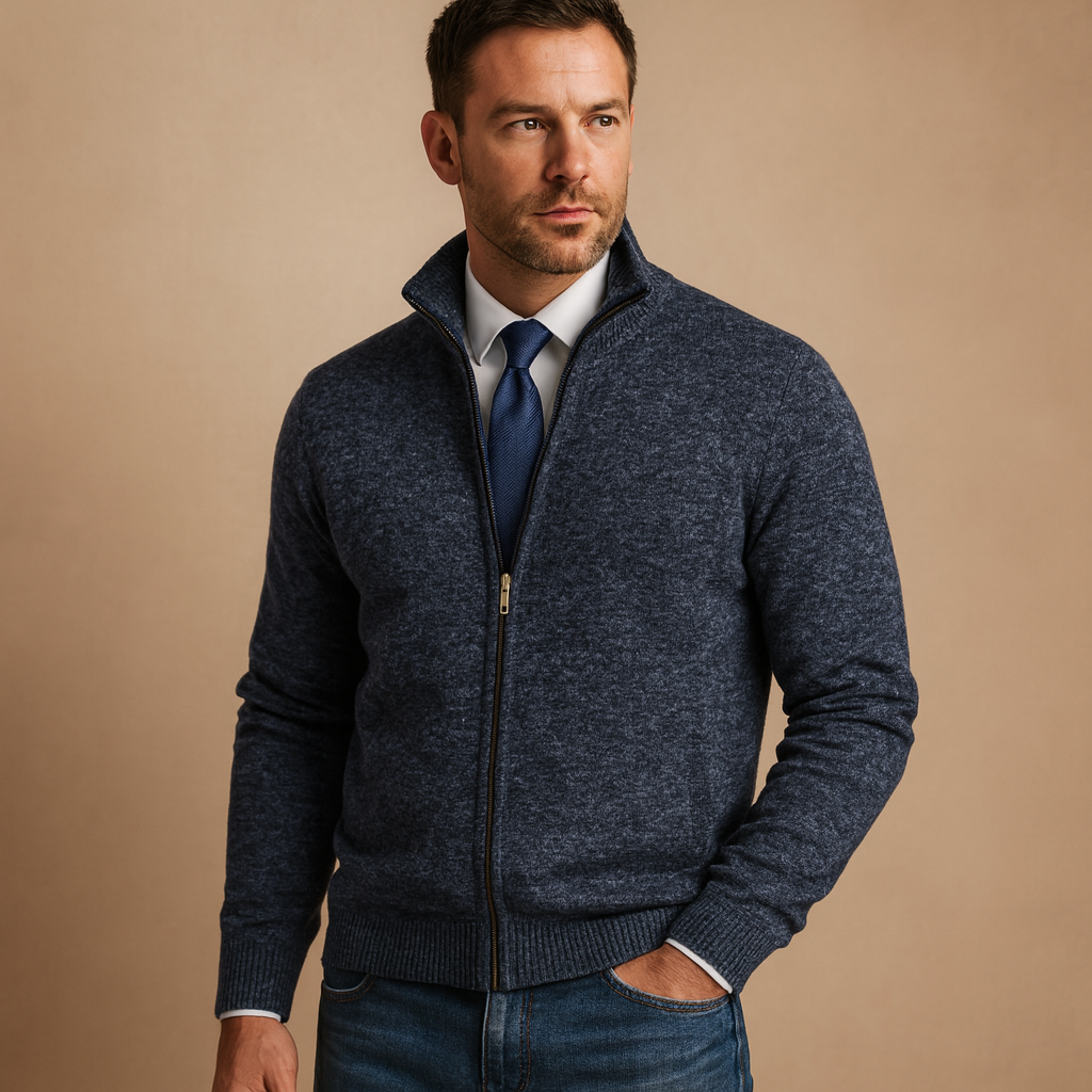 Men's Classic Zip-Up Knit Cardigan | Colin