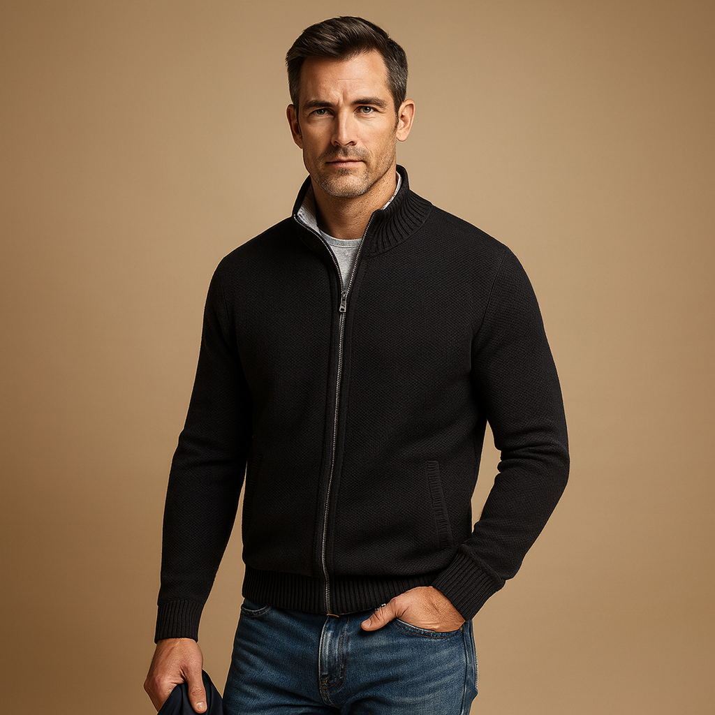 Men's Classic Zip-Up Knit Cardigan | Colin