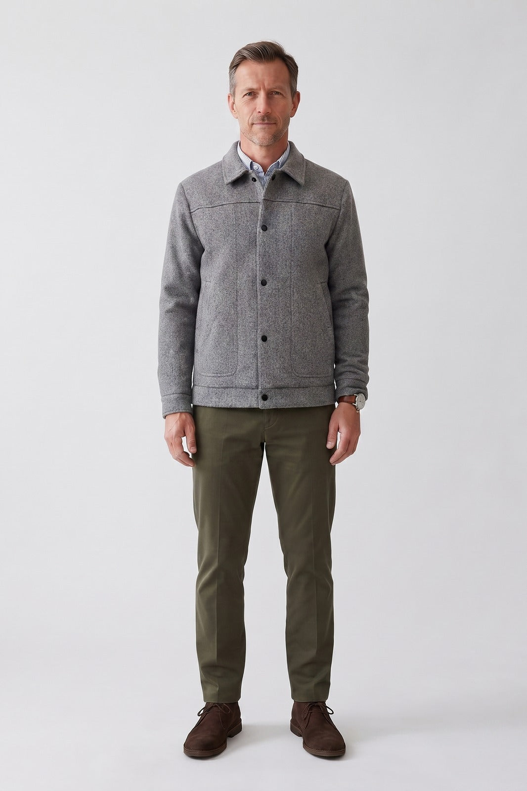 Men's Casual Trucker Jacket | Smart Collar Shirt Style