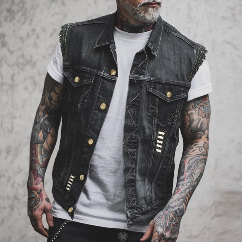Men's | Sleeveless Denim Vest in Streetwear Look