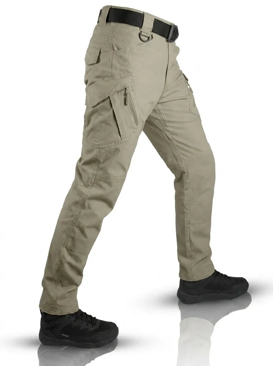 Men’s Tapered Utility Cargo Trousers – Multi-Pocket Full-Length Outdoor Pants for Hiking Travel Weekend Streetwear and Everyday Casual Wear