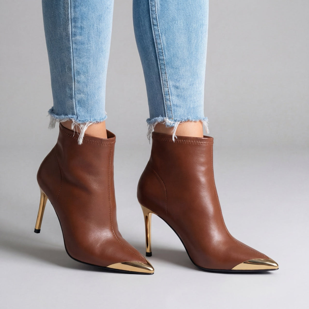 VALENTINA HIGH HEEL ANKLE GOLD-POINT BOOTS