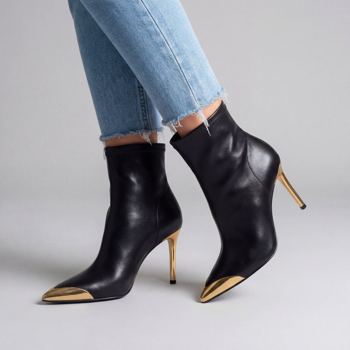 VALENTINA HIGH HEEL ANKLE GOLD-POINT BOOTS