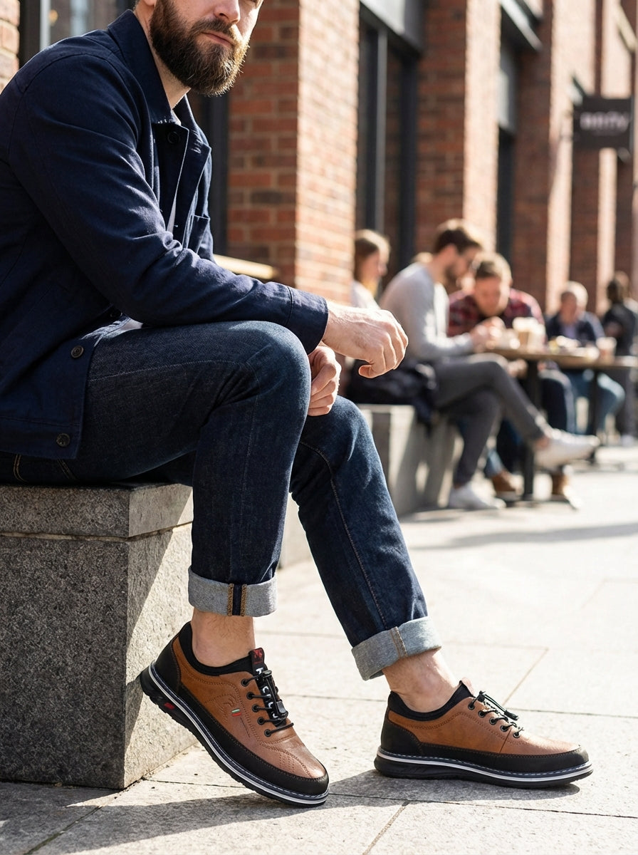 Men's Leather Derby Shoes | Smart Casual Lace-Up Brogues