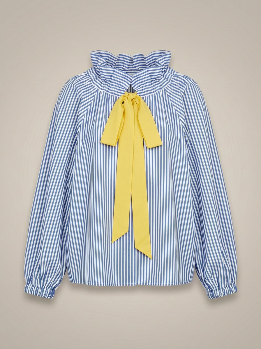 Women's High Neck Blouse with Tie Detail