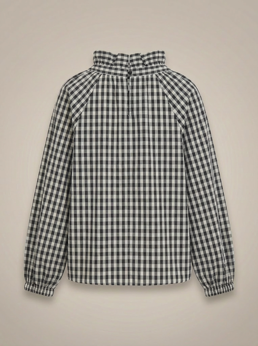 Women's High Neck Blouse with Tie Detail