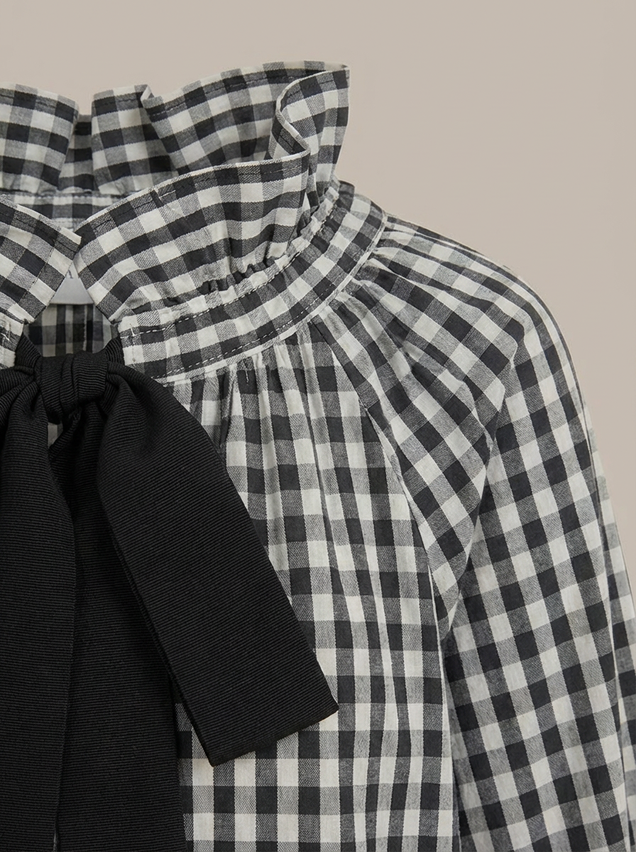 Women's High Neck Blouse with Tie Detail
