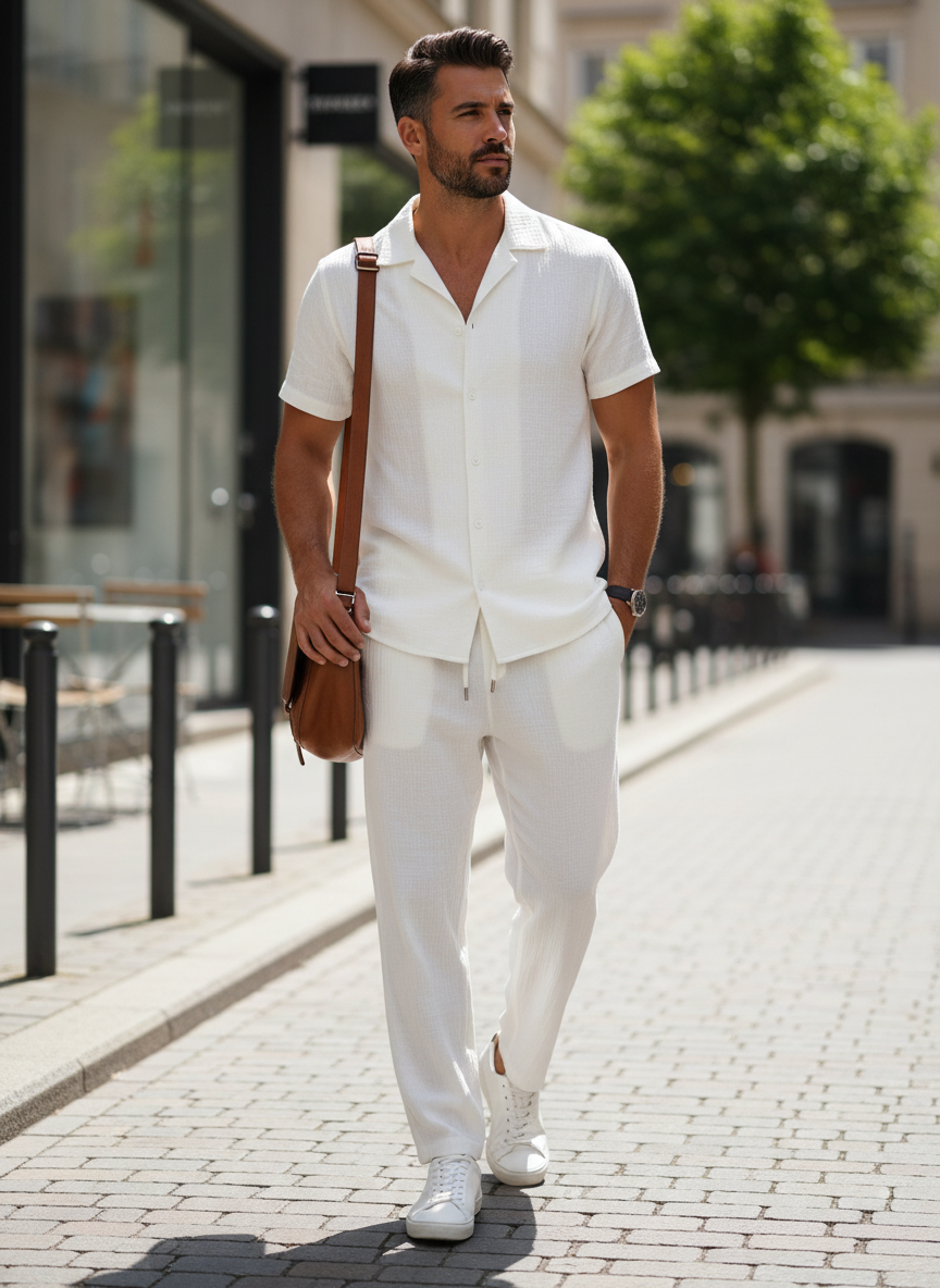 Men's Short Sleeve Shirt & Trousers Set