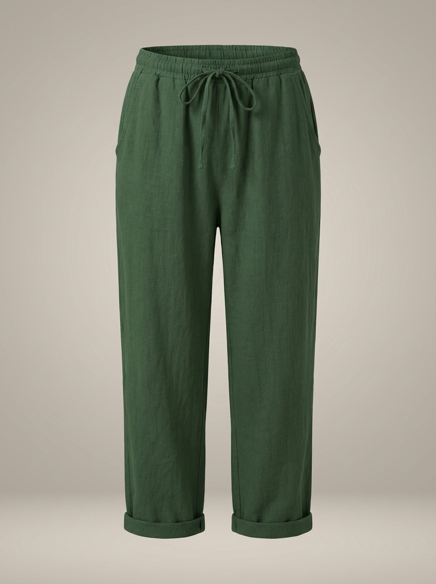 Women's Relaxed Fit Trousers with Drawstring Waist