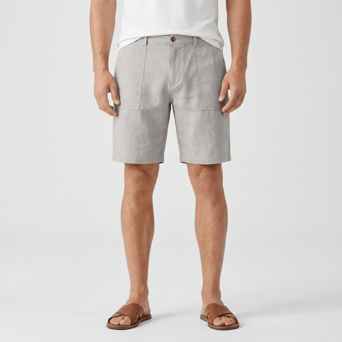 Gabriel Linen Chino Shorts – Flat Front Breathable Relaxed Summer Bottoms