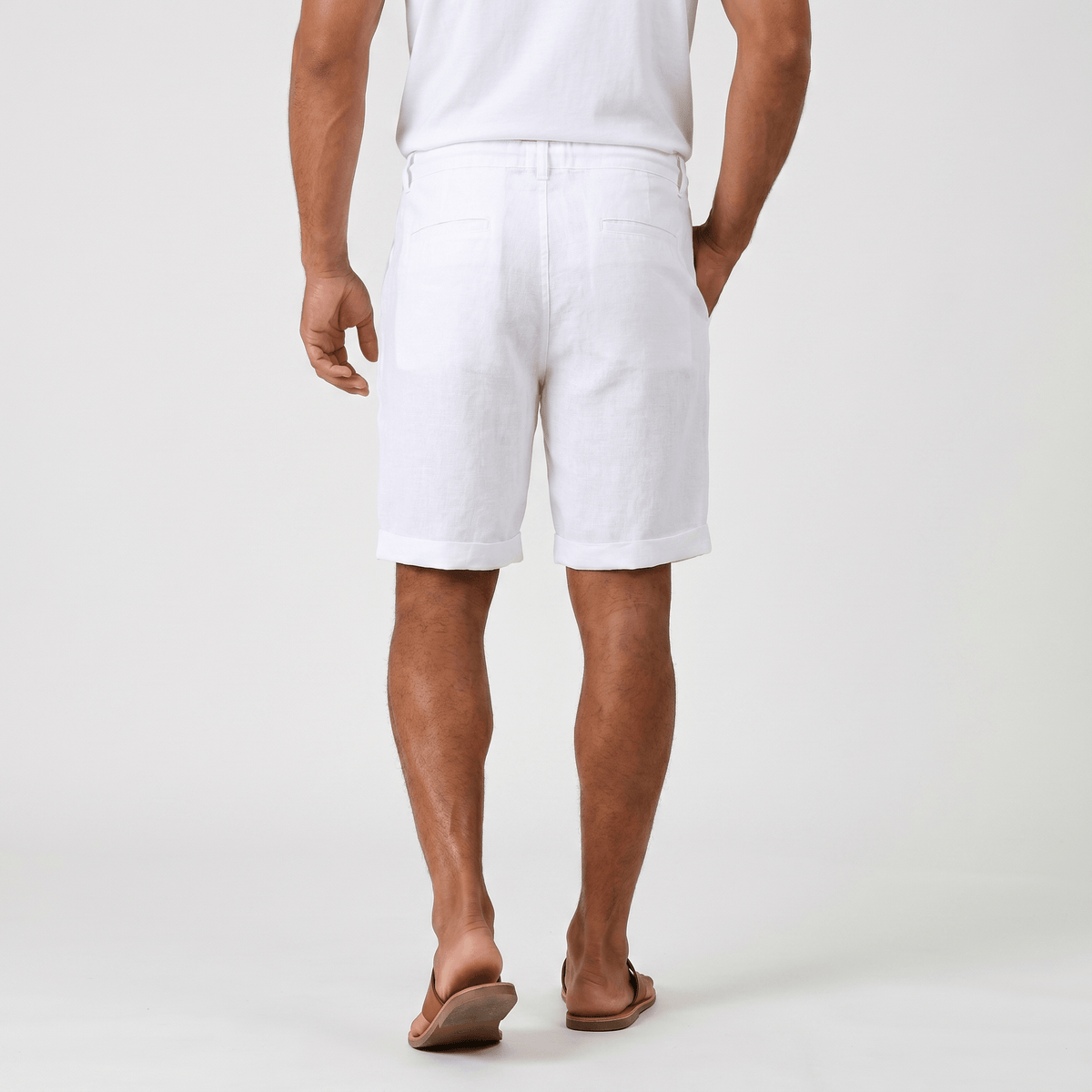 Damian Beach Linen Shorts – Cuffed Drawstring Relaxed Summer Bottoms