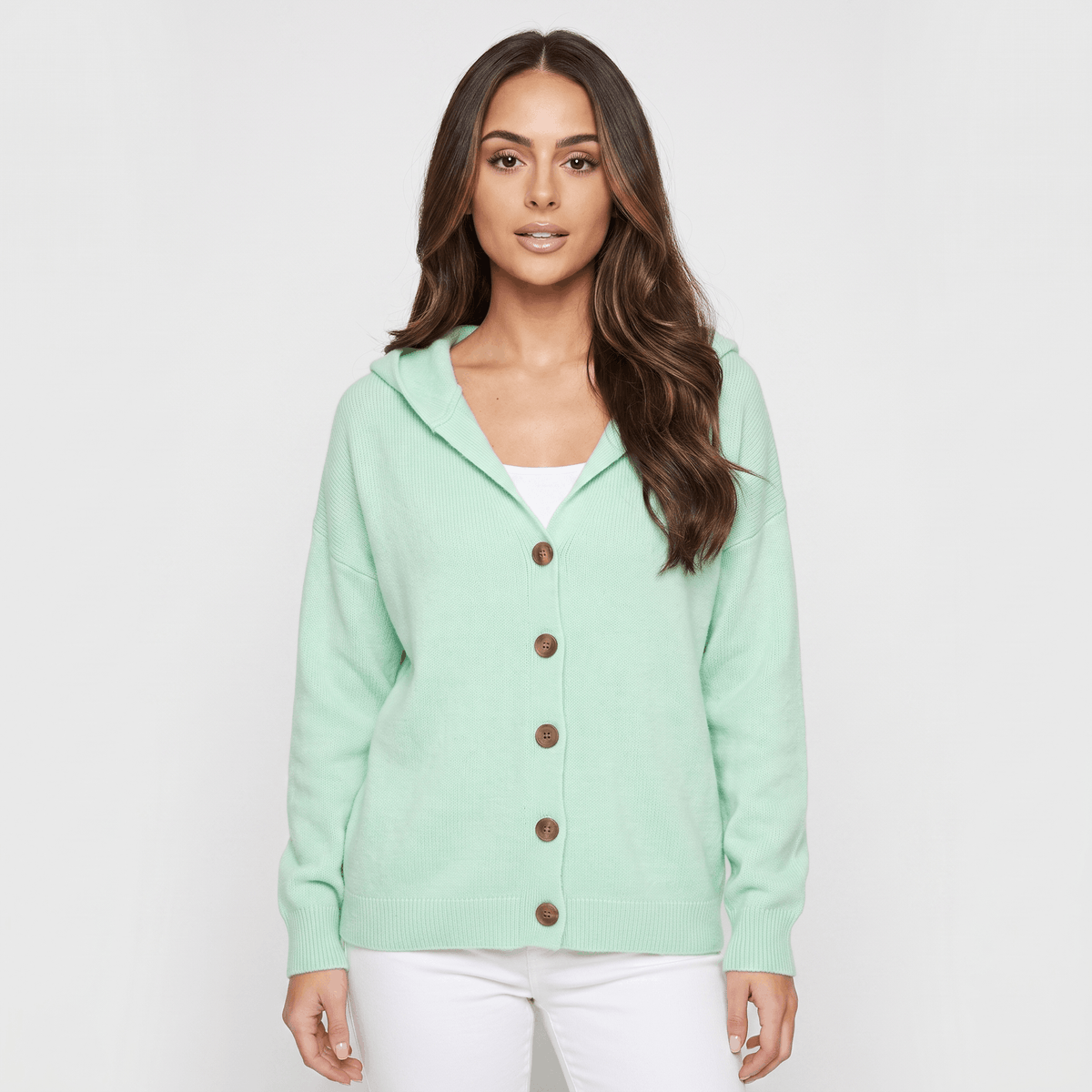 Grace Hooded Knit Cardigan – Button Front Cozy Layer