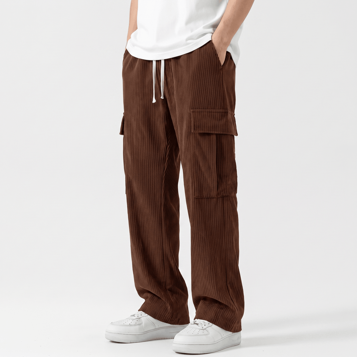 Matteo Corduroy Cargo Pants – Relaxed Wide Leg Trousers