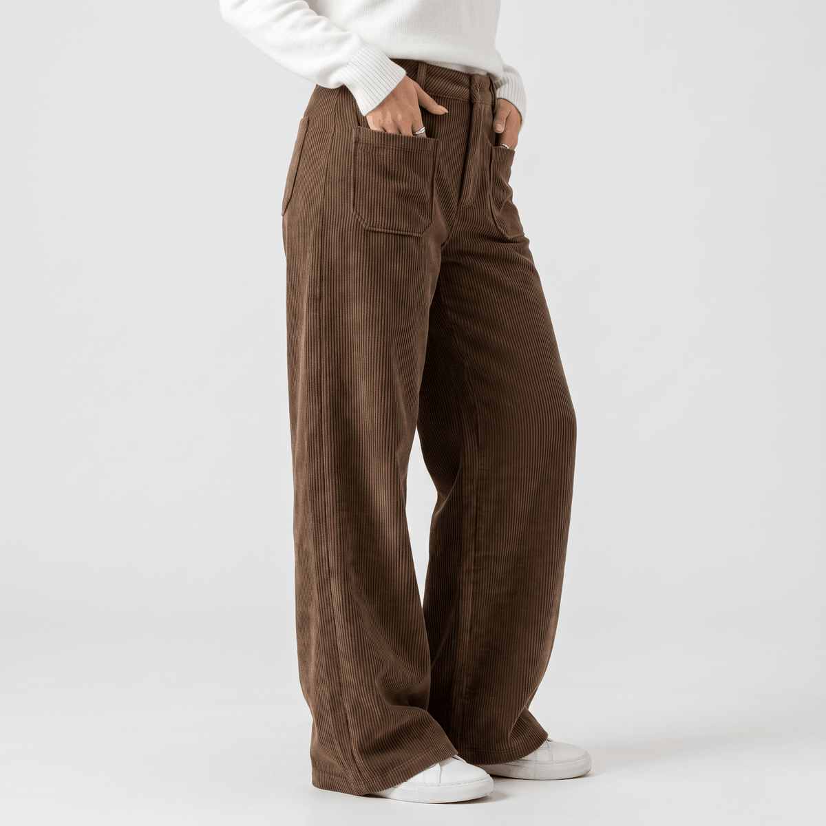 Monroe High Waist Corduroy Pants – Wide Leg Casual Trousers