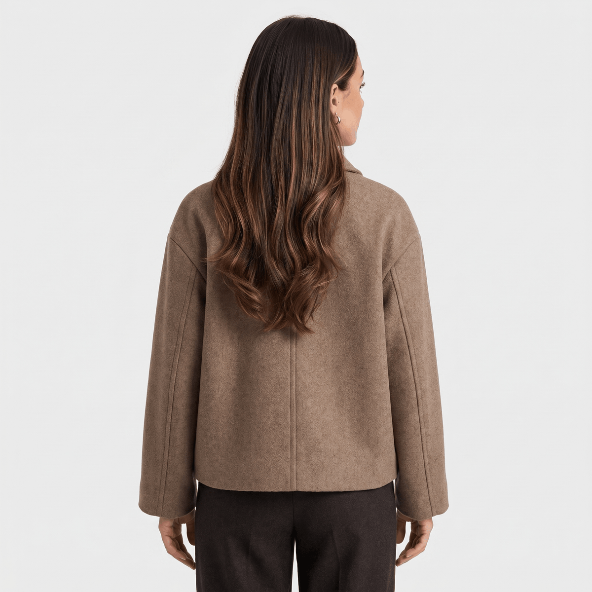 Adelina Wool Cropped Jacket – Button-Front Collared Structured Outerwear