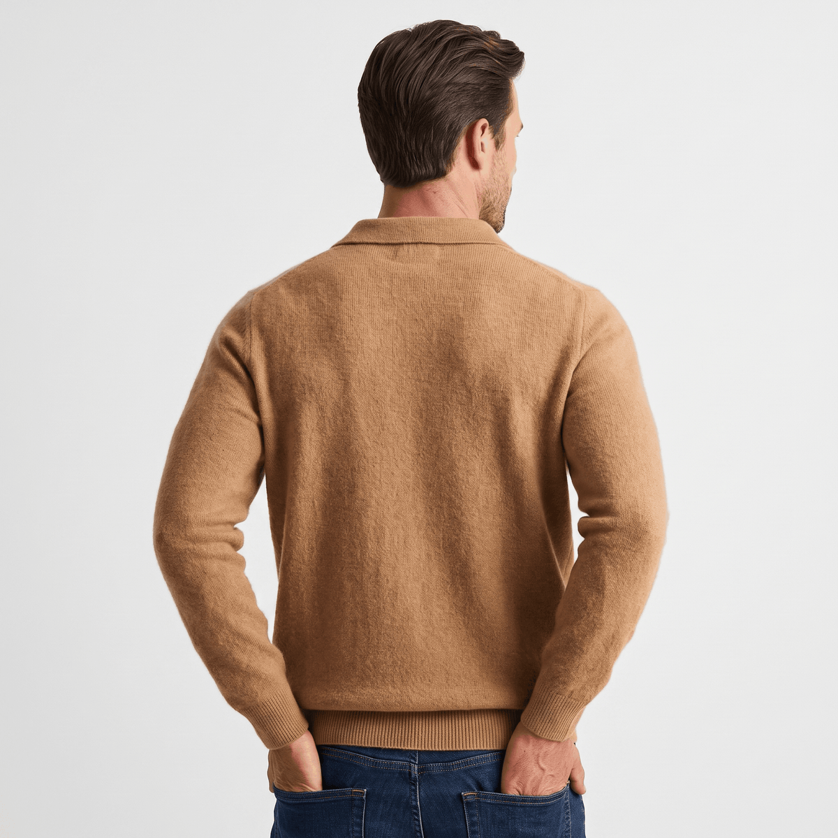 Lorenzo Brushed Merino Wool Polo – Open-Collar Slim-Fit Layering Knitwear