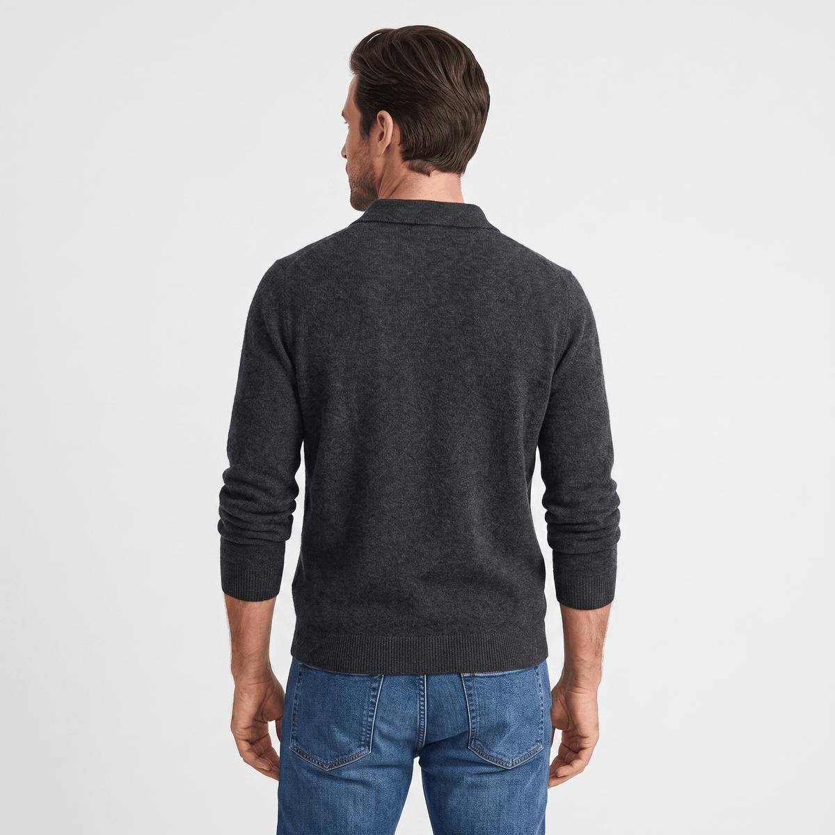 Lorenzo Brushed Merino Wool Polo – Open-Collar Slim-Fit Layering Knitwear