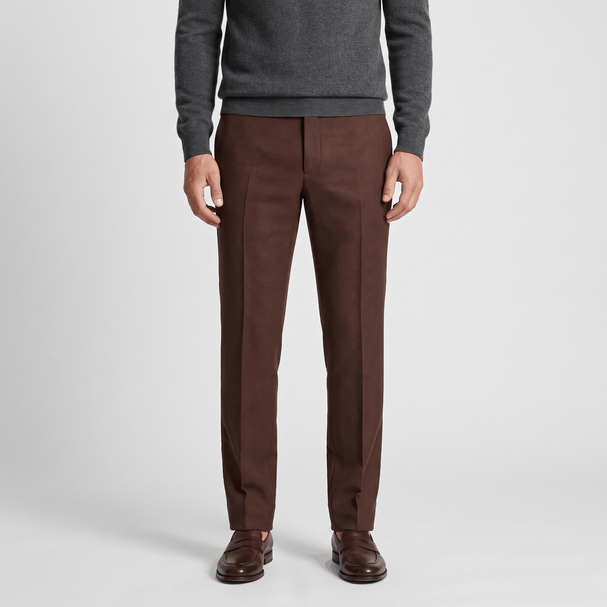 Emilio Micro-Texture Slim Trousers – Sleek Tailored Everyday Pants