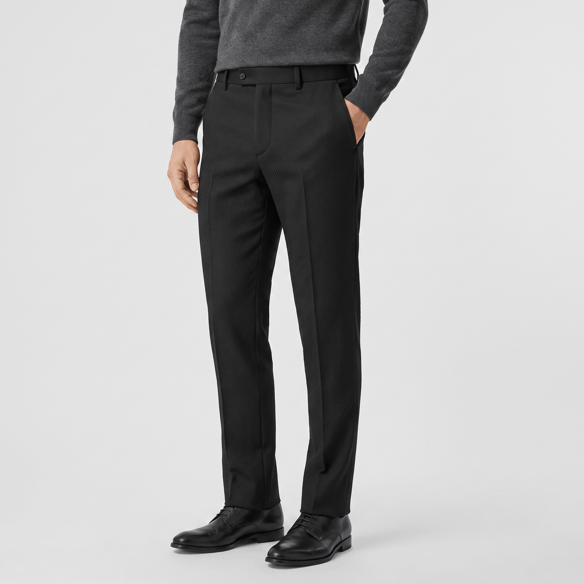 Emilio Micro-Texture Slim Trousers – Sleek Tailored Everyday Pants