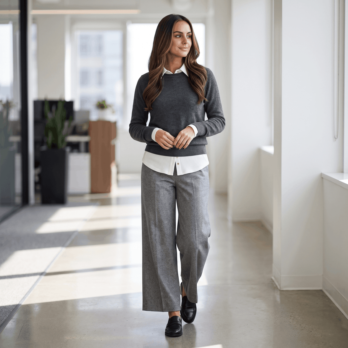 Charise Wool Blend Trousers – Wide-Leg Pocketed Winter Pants