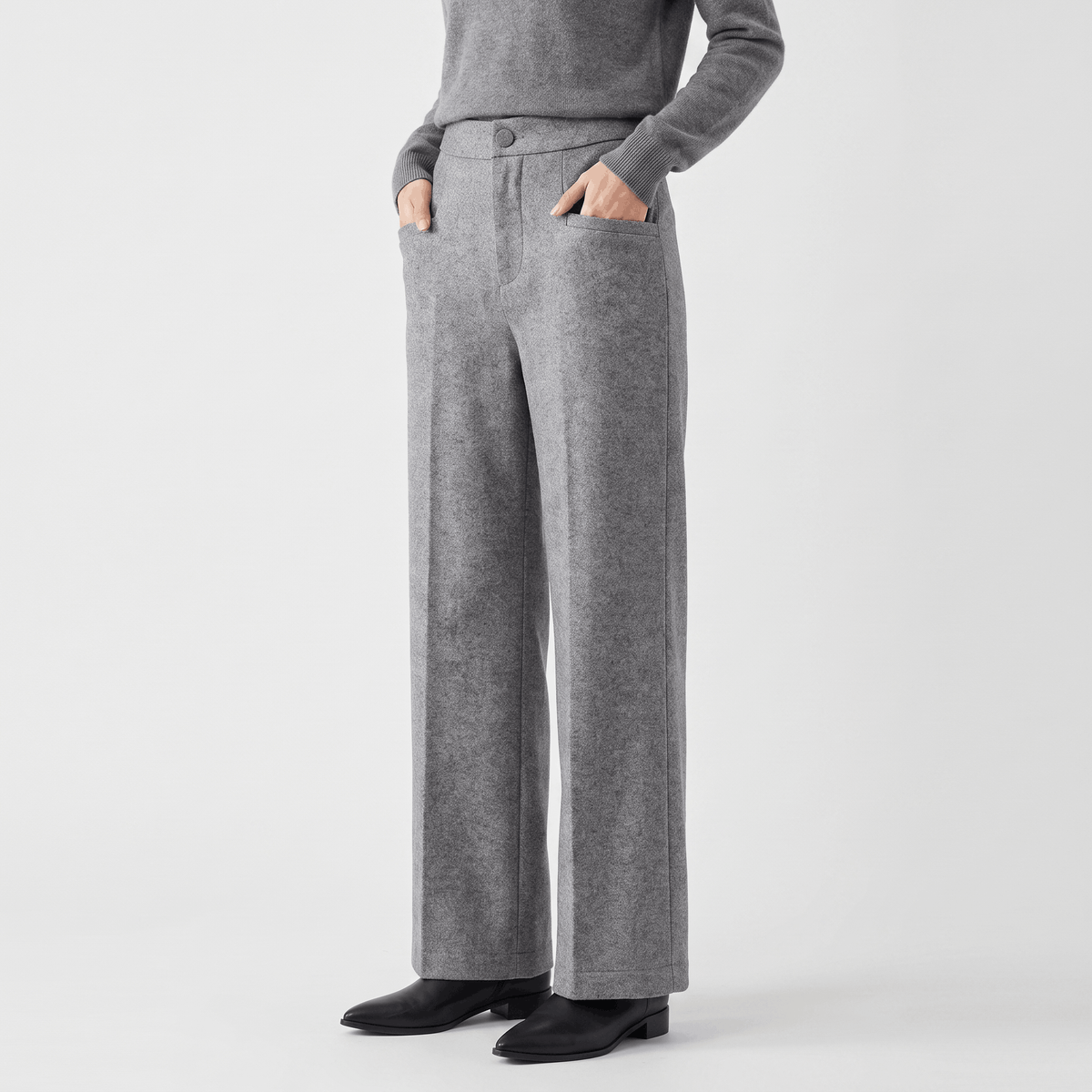 Charise Wool Blend Trousers – Wide-Leg Pocketed Winter Pants
