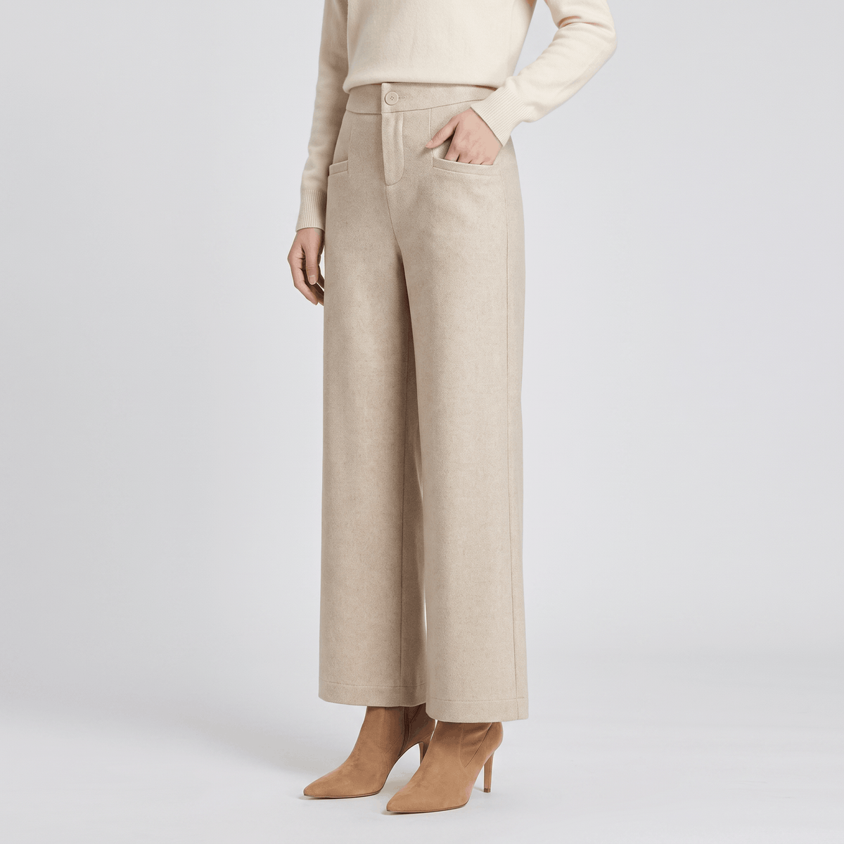 Charise Wool Blend Trousers – Wide-Leg Pocketed Winter Pants