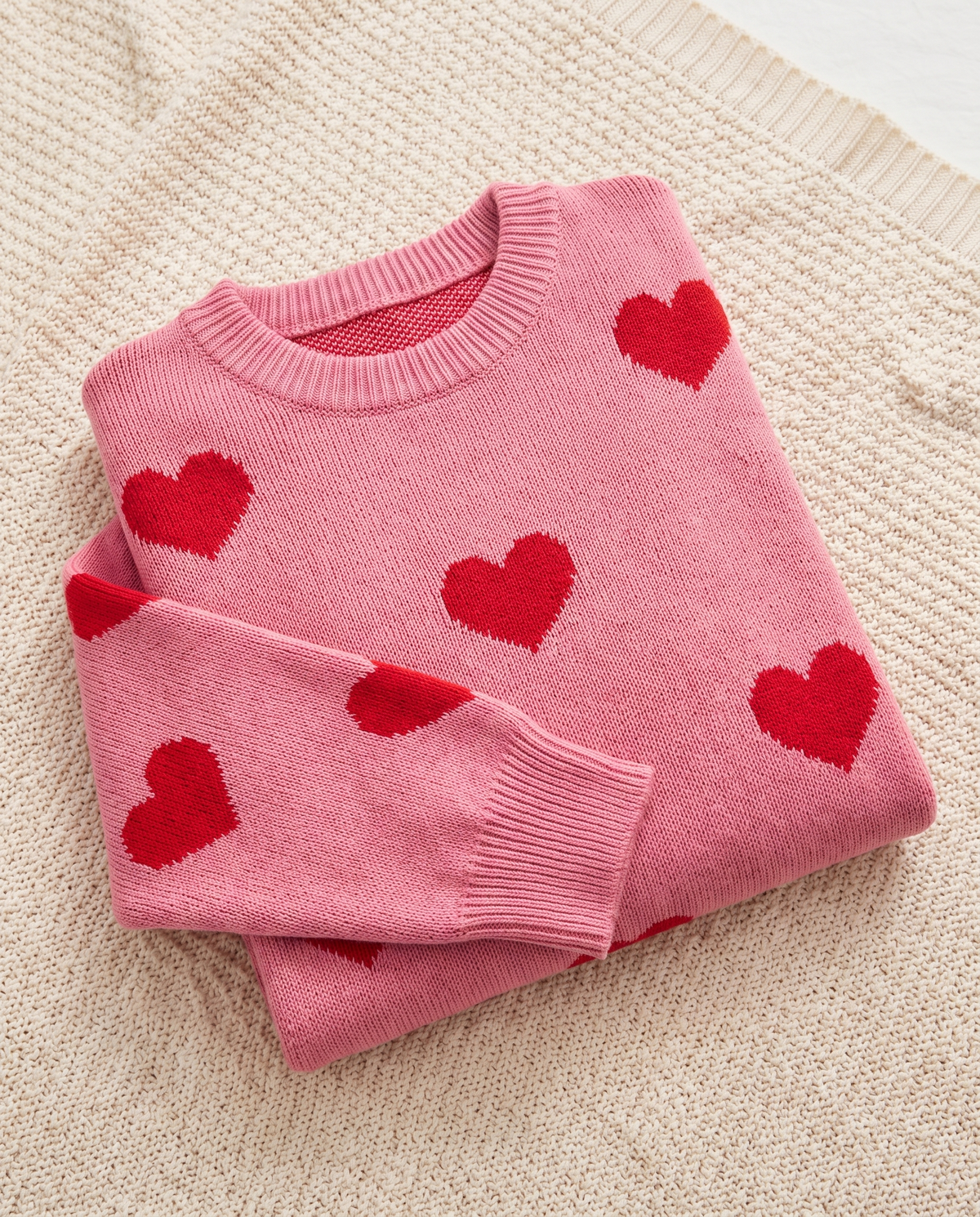 Elysia | Women’s Knit Jumper with Round Neck and Heart Pattern