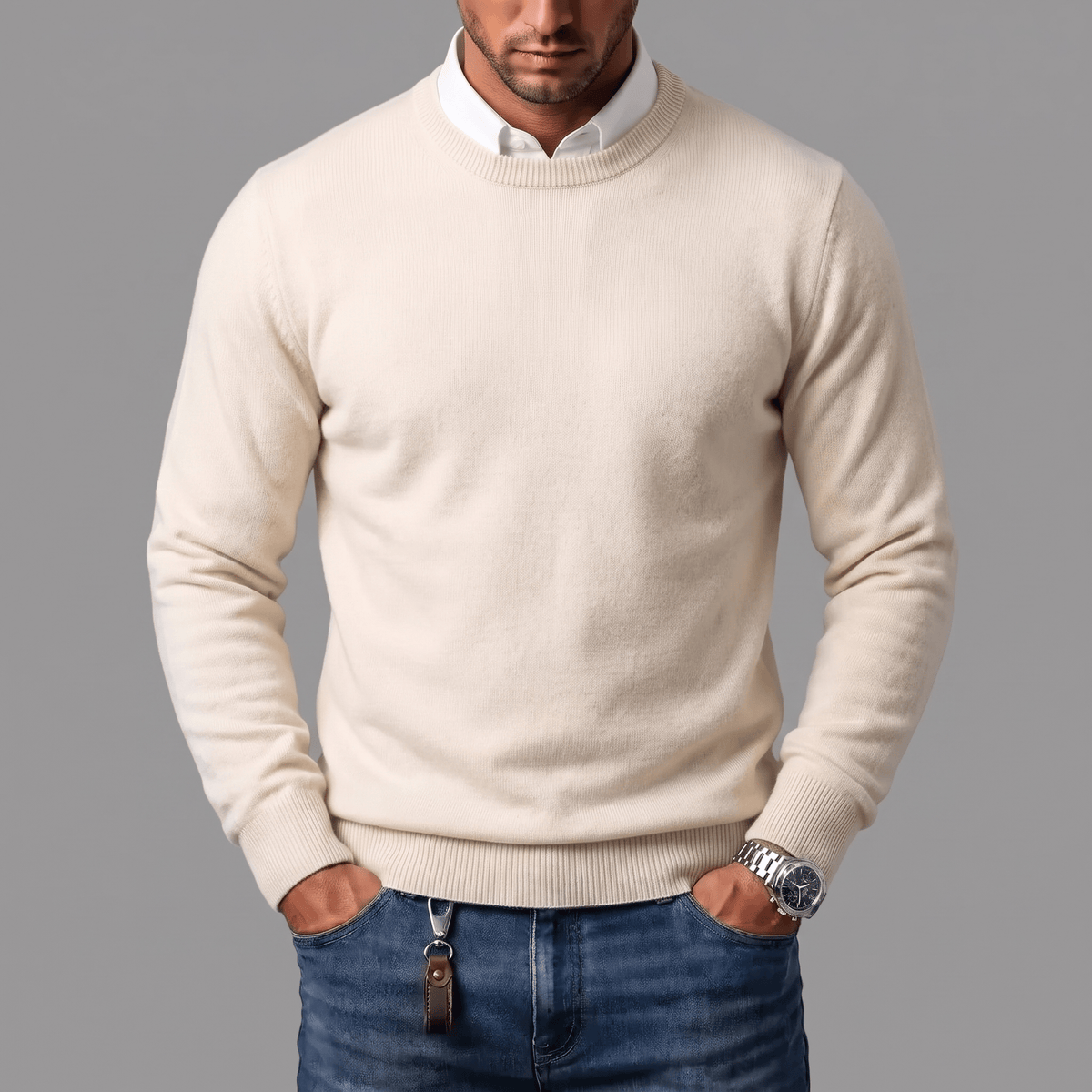 RIBBED CREWNECK SWEATER FOR MEN