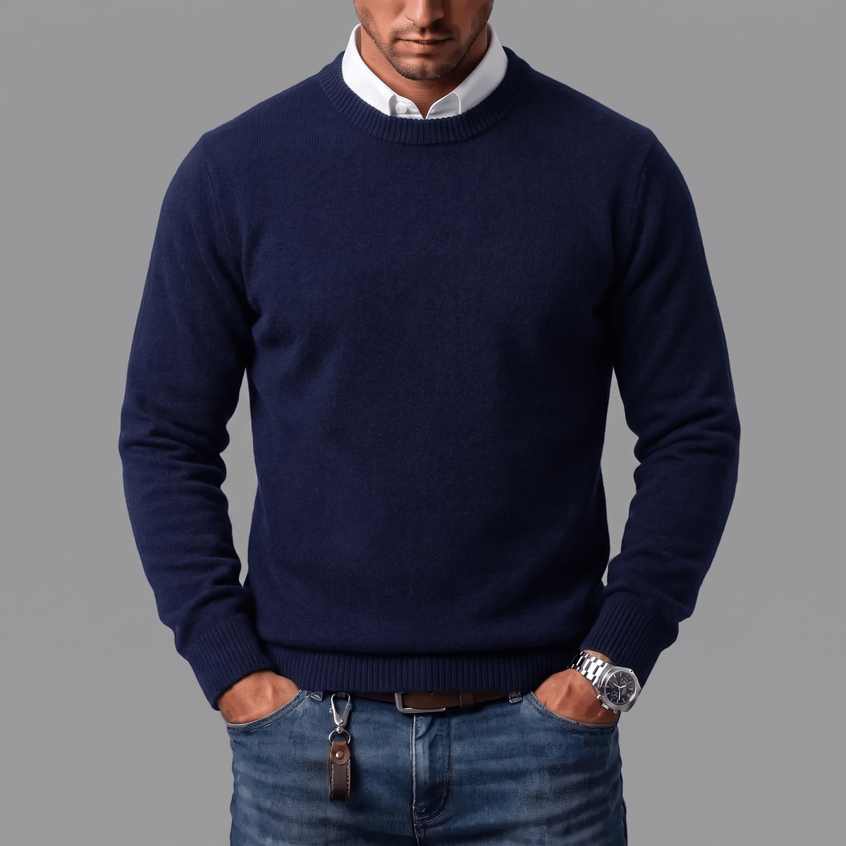 RIBBED CREWNECK SWEATER FOR MEN