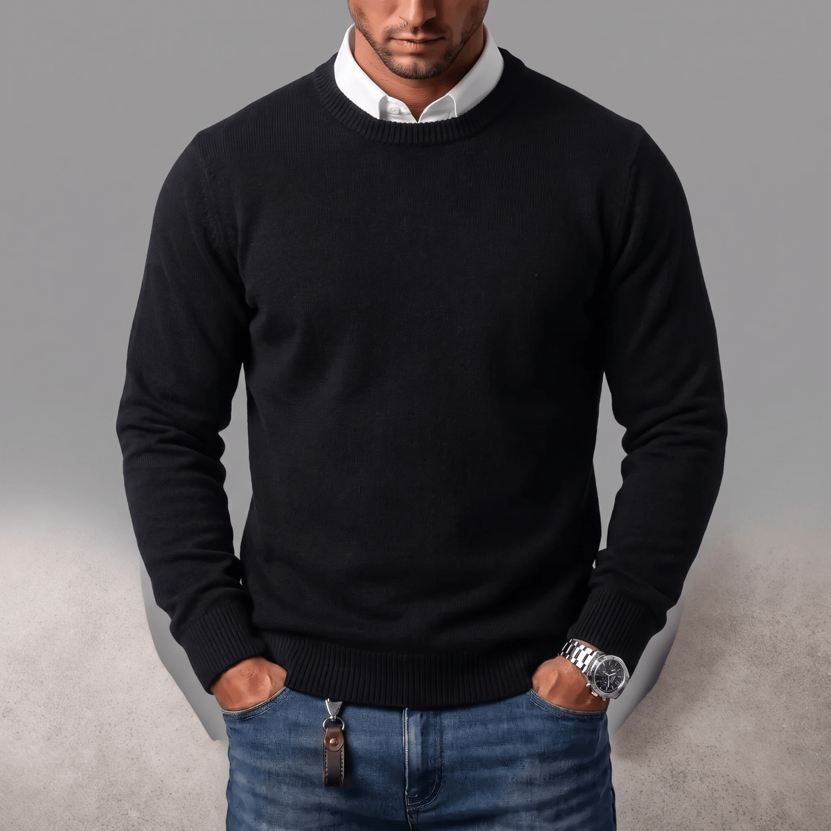RIBBED CREWNECK SWEATER FOR MEN