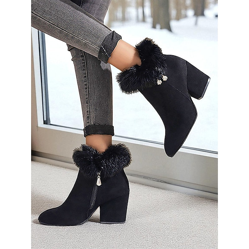 Claire | Fur Trim Ankle Boots