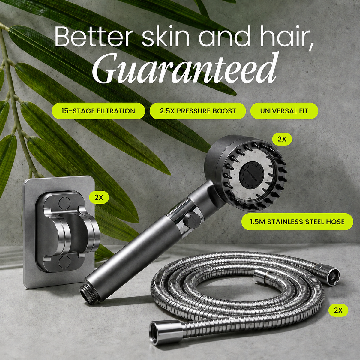 High Pressure Filtered Water Filtration Shower Head with Handheld Design and Pause Button