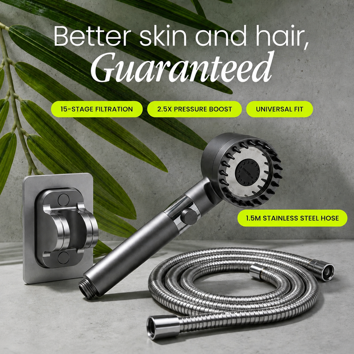 High Pressure Filtered Water Filtration Shower Head with Handheld Design and Pause Button