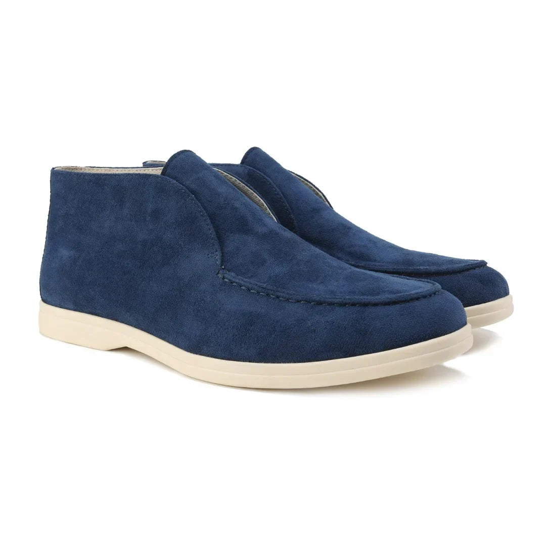 High suede loafers.