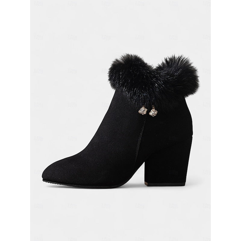 Claire | Fur Trim Ankle Boots