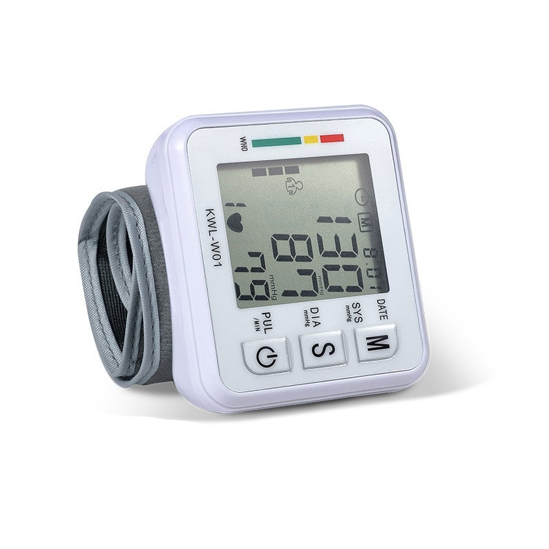 Home Wristband Automatic Blood Pressure Monitor with Portable Lcd Display and Adjustable Strap