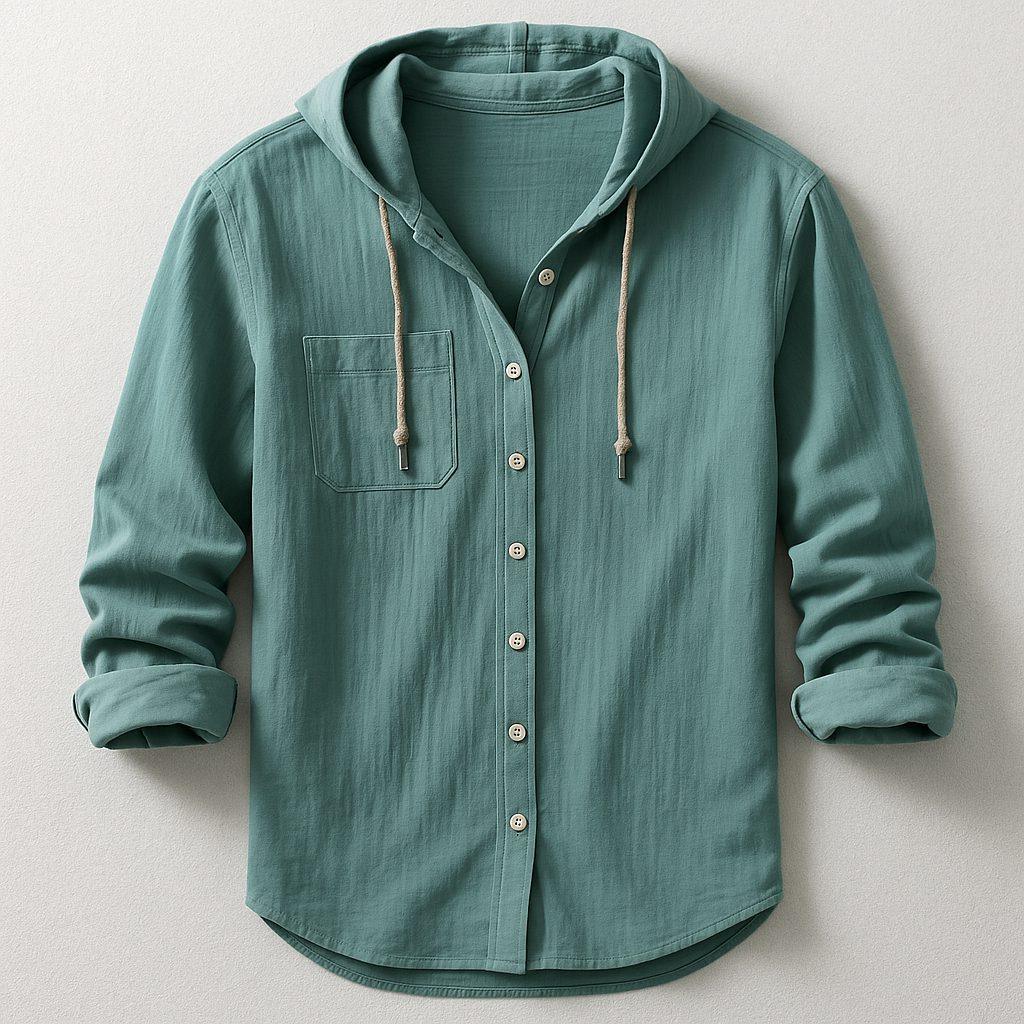 Hooded Button-Down Shirt for Men