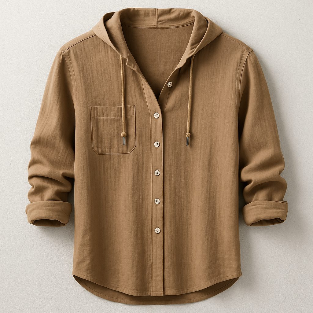Hooded Button-Down Shirt for Men