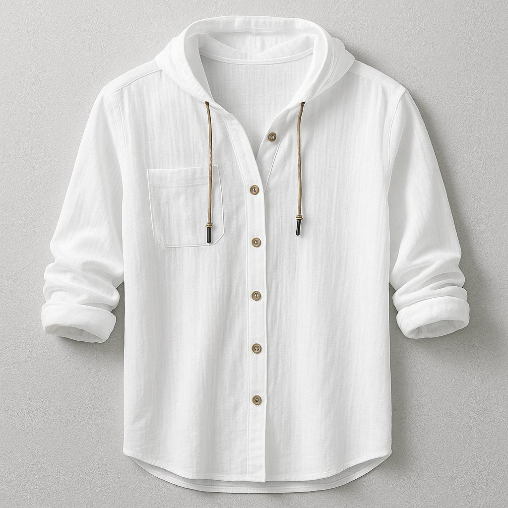 Hooded Button-Down Shirt for Men