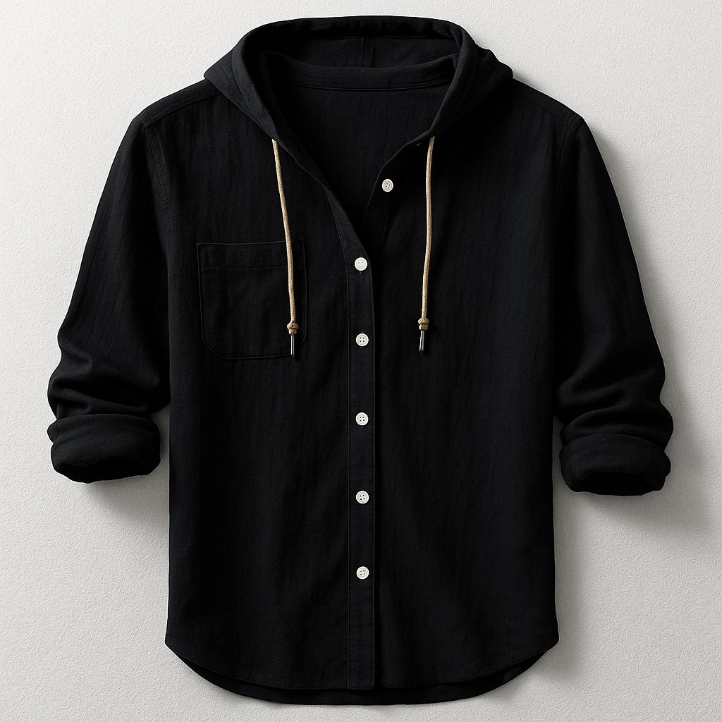 Hooded Button-Down Shirt for Men